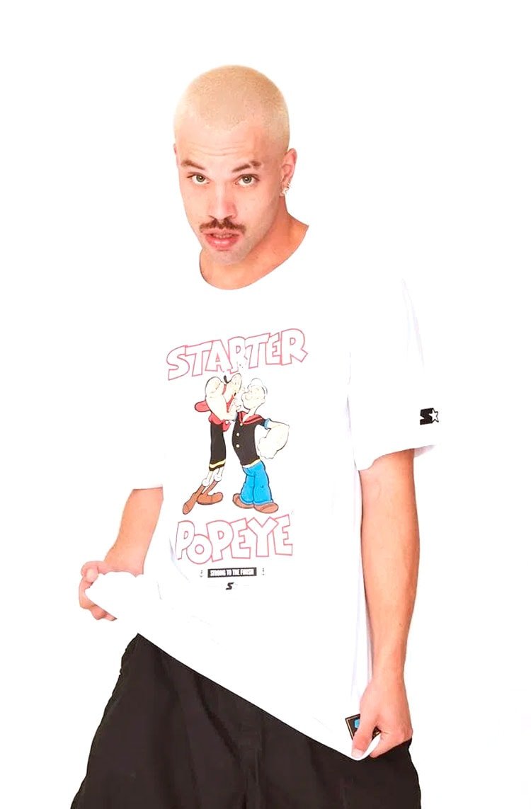 Camiseta Starter Logo Popeye Branco/Vermelho - NewSkull