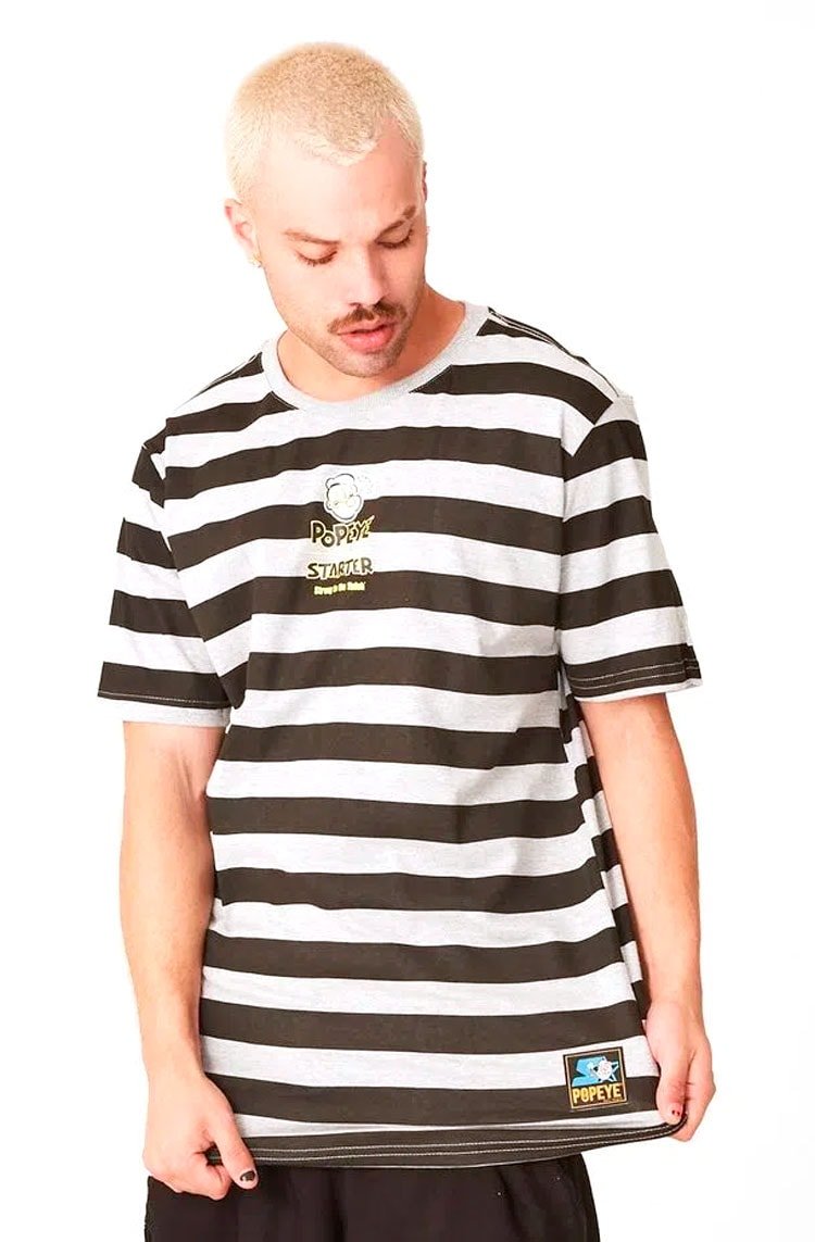 Camiseta Starter Logo Popeye Cinza/Preto - NewSkull