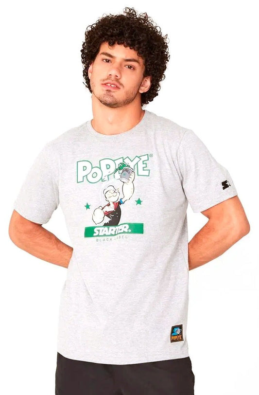 Camiseta Starter Logo Popeye Spinach Cinza/Verde - NewSkull