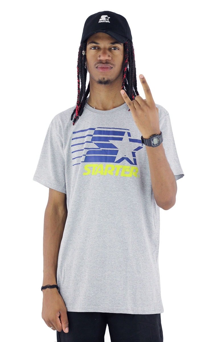 Camiseta Starter Logo Two Color Basic Cinza/Azul - NewSkull