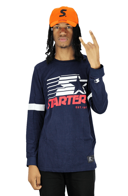 CAMISETA STARTER MANGA LONGA RETRO AZUL - NewSkull
