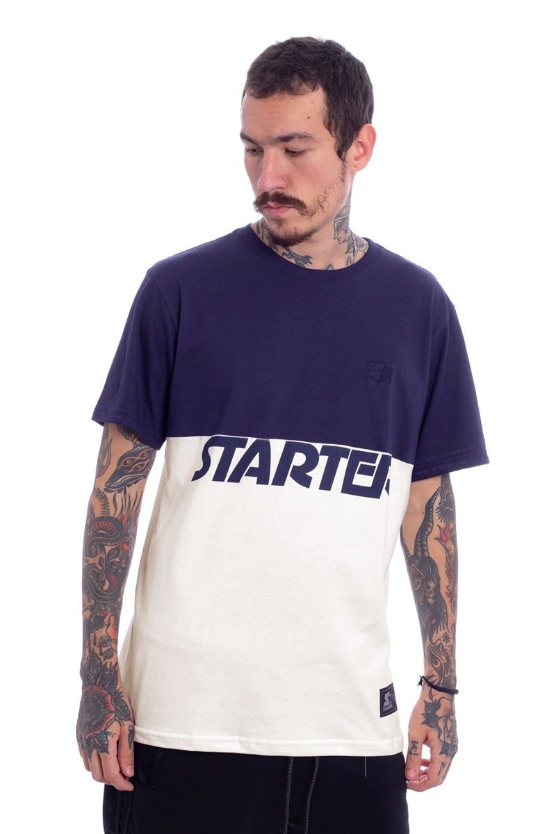 Camiseta Starter Startercut Azul/Bege - NewSkull