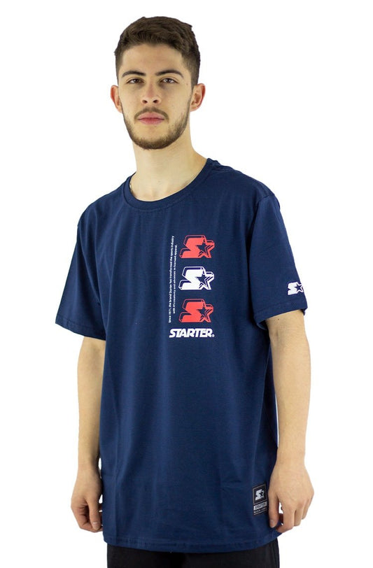 Camiseta Starter Triplo Logo Azul/Vermelho - NewSkull