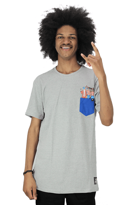 CAMISETA STARTER x ONDE ESTA WALLY? BOLSO CINZA - NewSkull