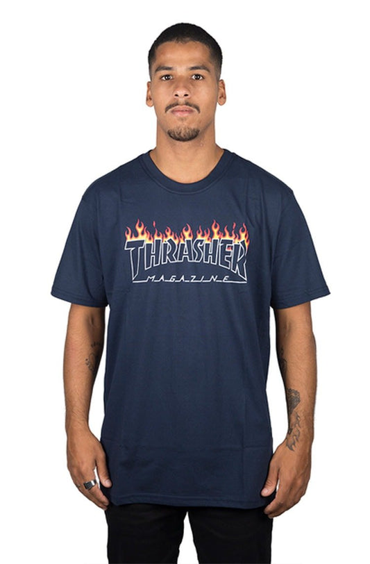 Camiseta Thrasher Scorched Azul/Branca - NewSkull