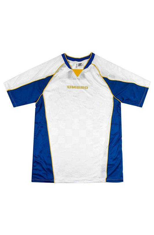 Camiseta Umbro Masculino Panelled Raglan Branco/Azul/Ouro Antigo - NewSkull