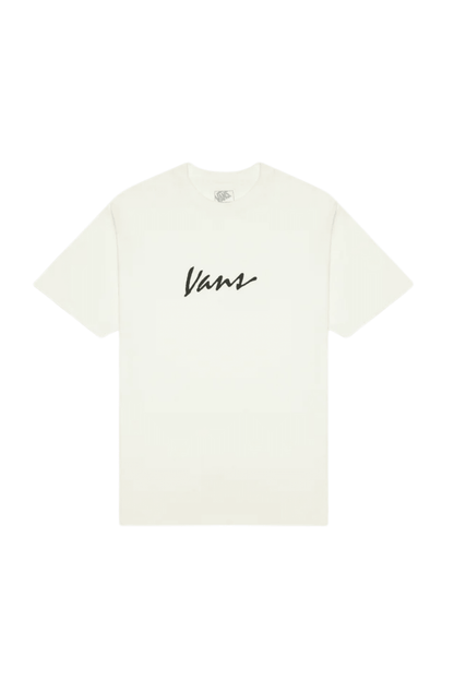 Camiseta Vans Classic Script SS Bege/Preto - NewSkull