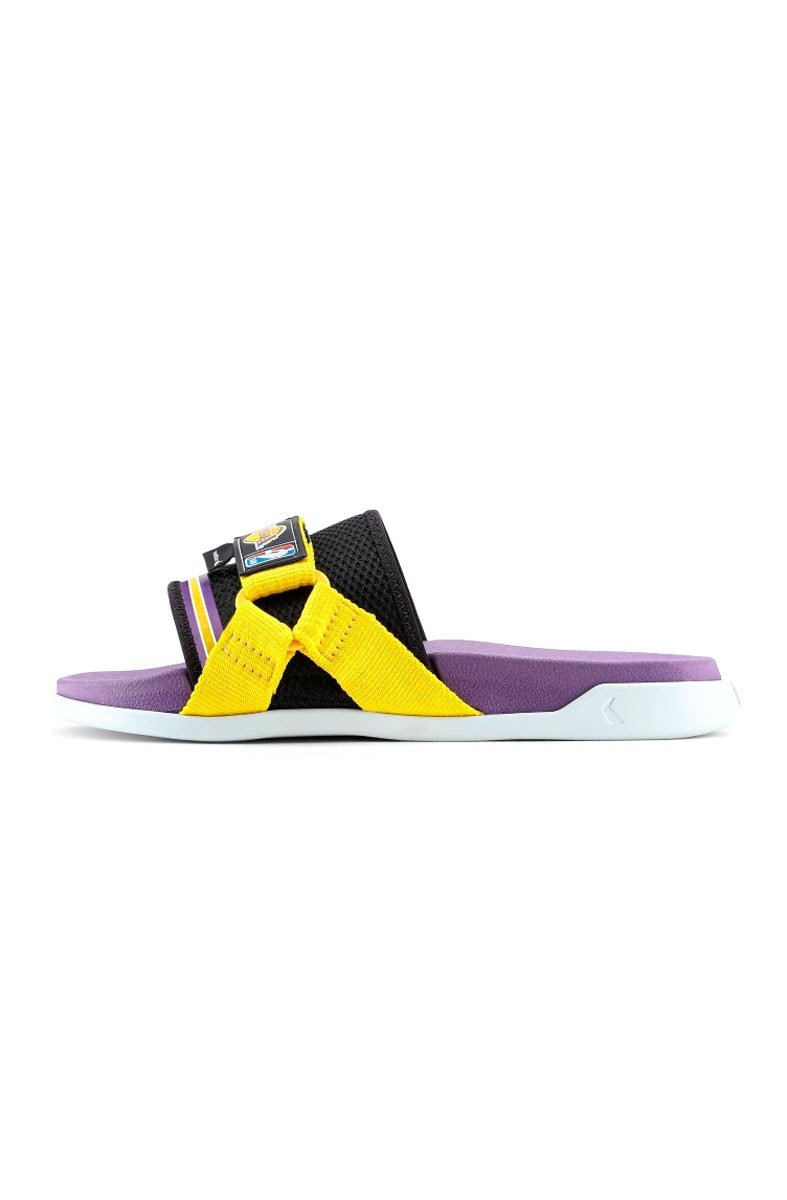 Chinelo Rider Slide NX NBA Los Angeles Lakers Branco/Amarelo/Roxo - NewSkull