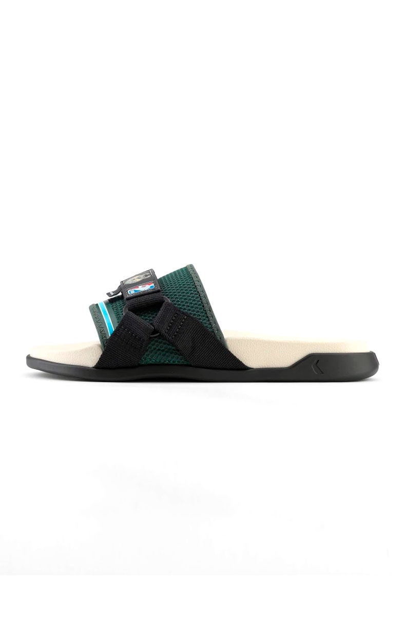 Chinelo Rider Slide NX NBA Milwaukee Bucks Preto/Verde/Bege - NewSkull