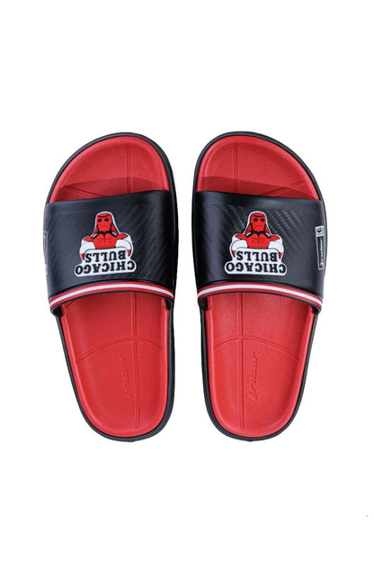 Chinelo Slide Rider Block NBA Chicago Bulls Preto/Vermelho - NewSkull