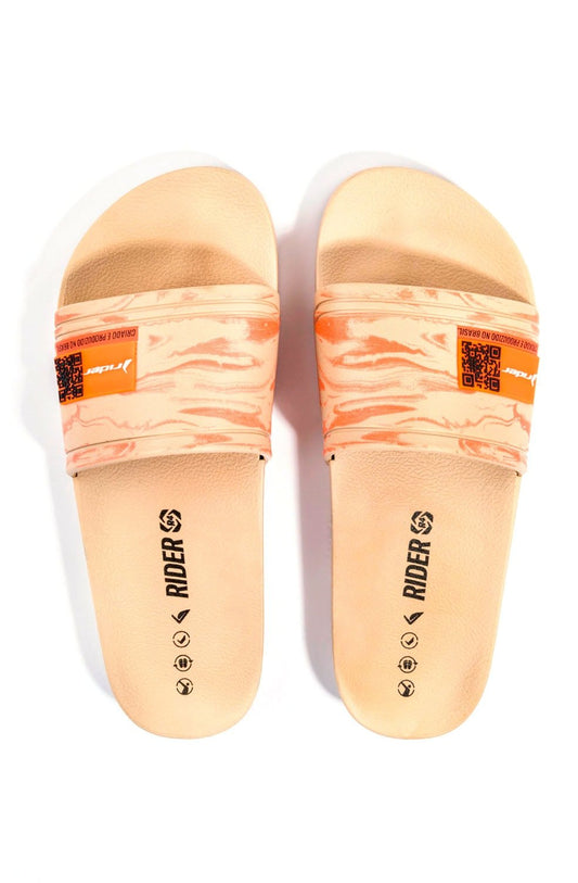 Chinelo Slide Rider R4 Bege/Laranja - NewSkull