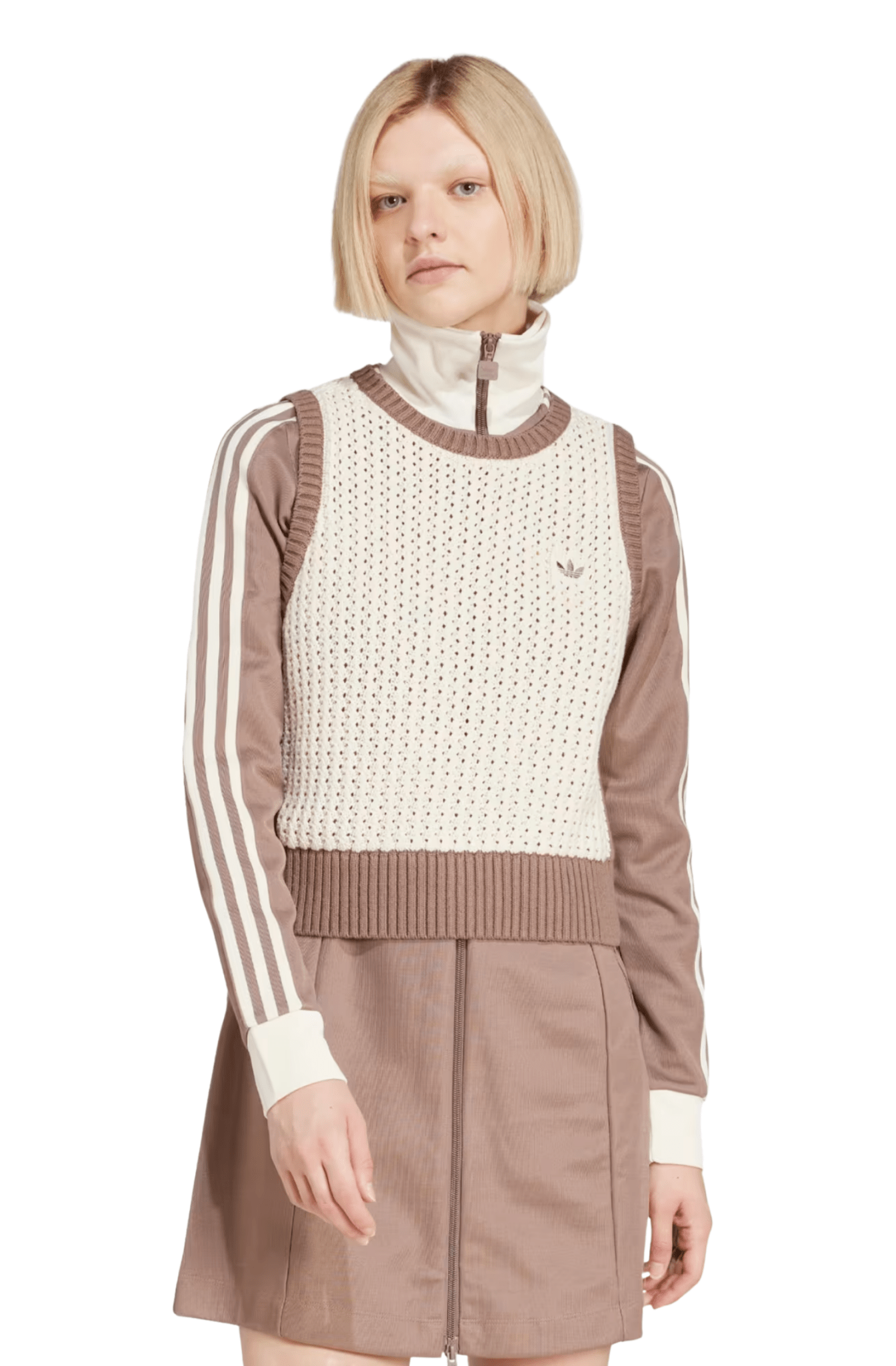 Colete Adidas Adicolor Knitted Vest Bege/Marrom - NewSkull