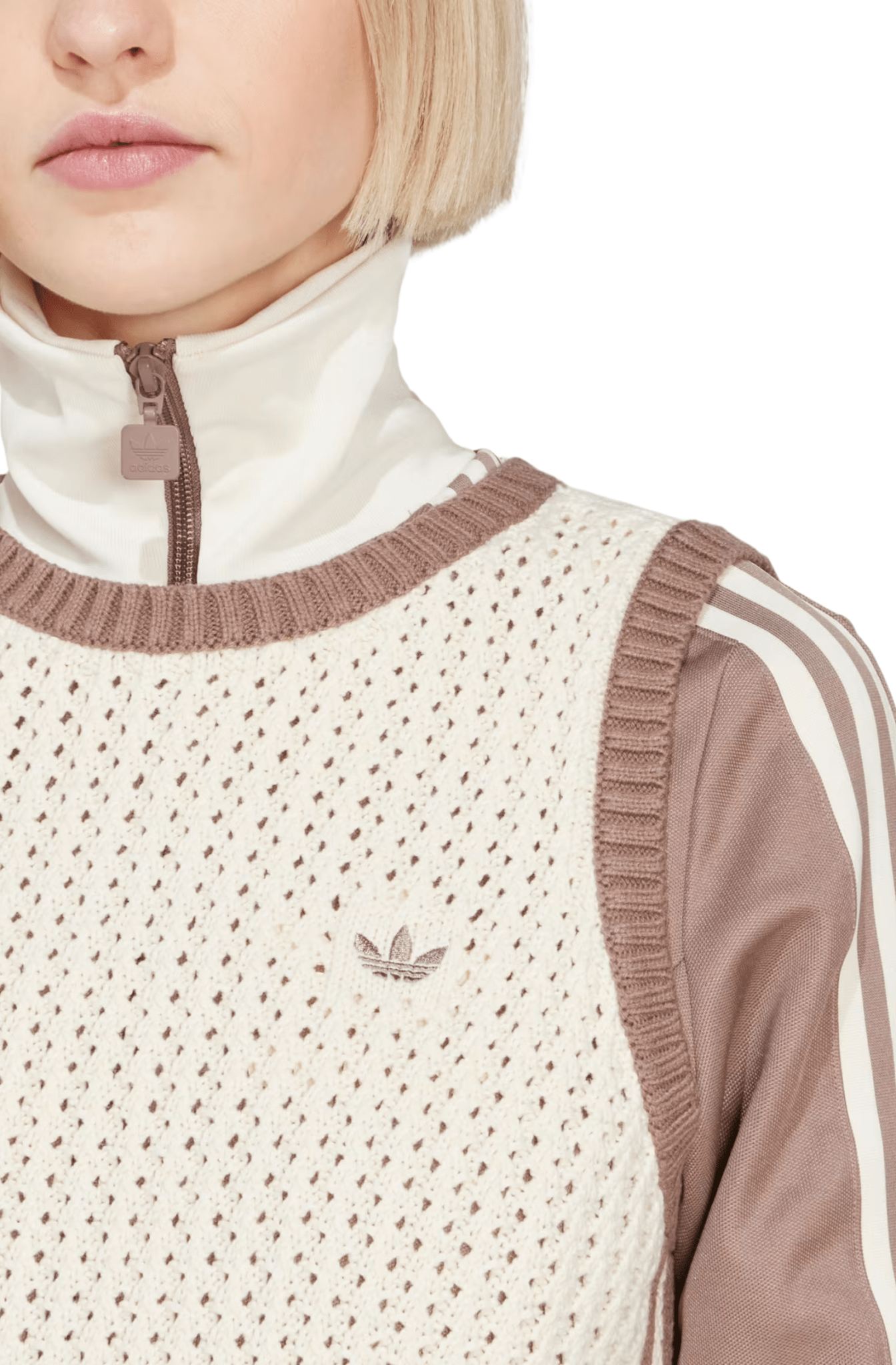 Colete Adidas Adicolor Knitted Vest Bege/Marrom - NewSkull