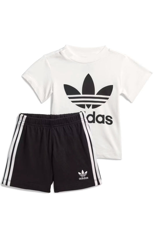 Conjunto Adidas Shorts Camiseta Trefoil Unissex Branco/Preto - NewSkull