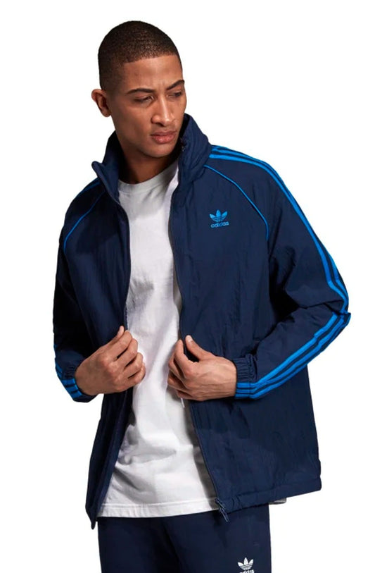 Jaqueta Adidas Corta Vento Capuz SST Retro Azul - NewSkull