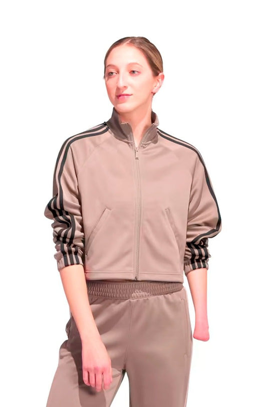 Jaqueta Adidas Malha Warm - Up Bege/Preto - NewSkull