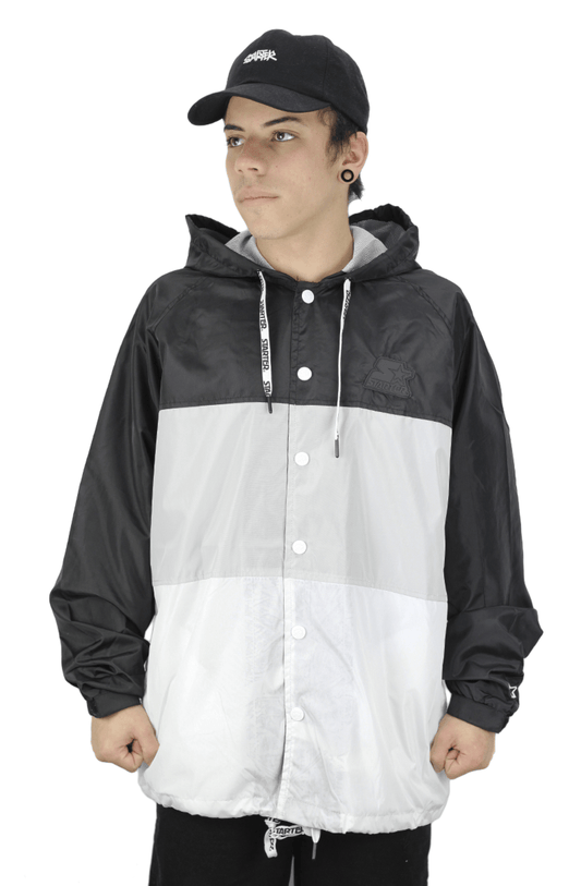 Jaqueta Corta Vento Starter Chest Logo Preto - NewSkull