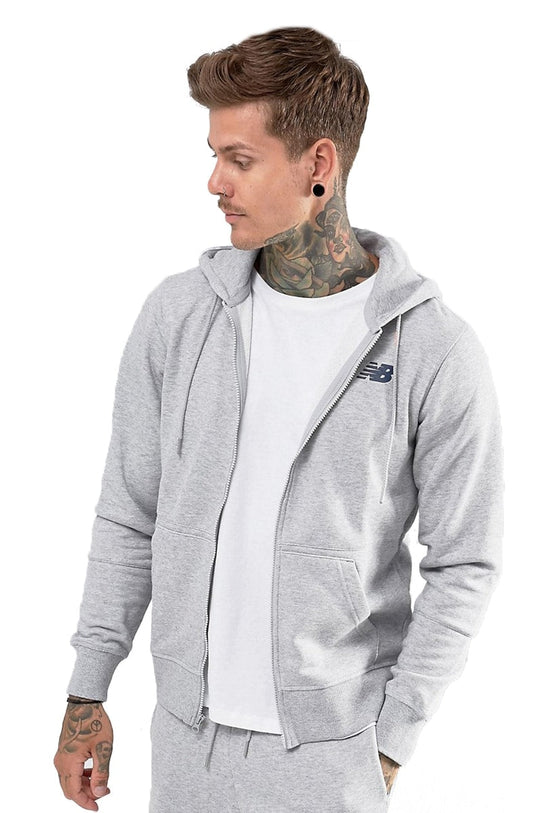 Jaqueta de Moletom com Ziper New Balance FZ Hoodie Cinza - NewSkull