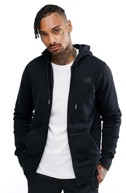 Jaqueta de Moletom com Ziper New Balance FZ Hoodie Preto - NewSkull