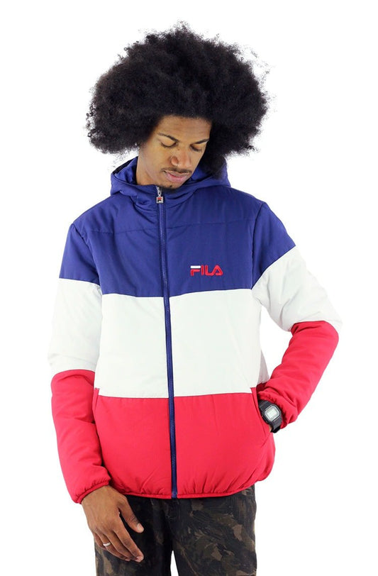 Jaqueta FILA Puff Capuz Azul/Vermelha - NewSkull