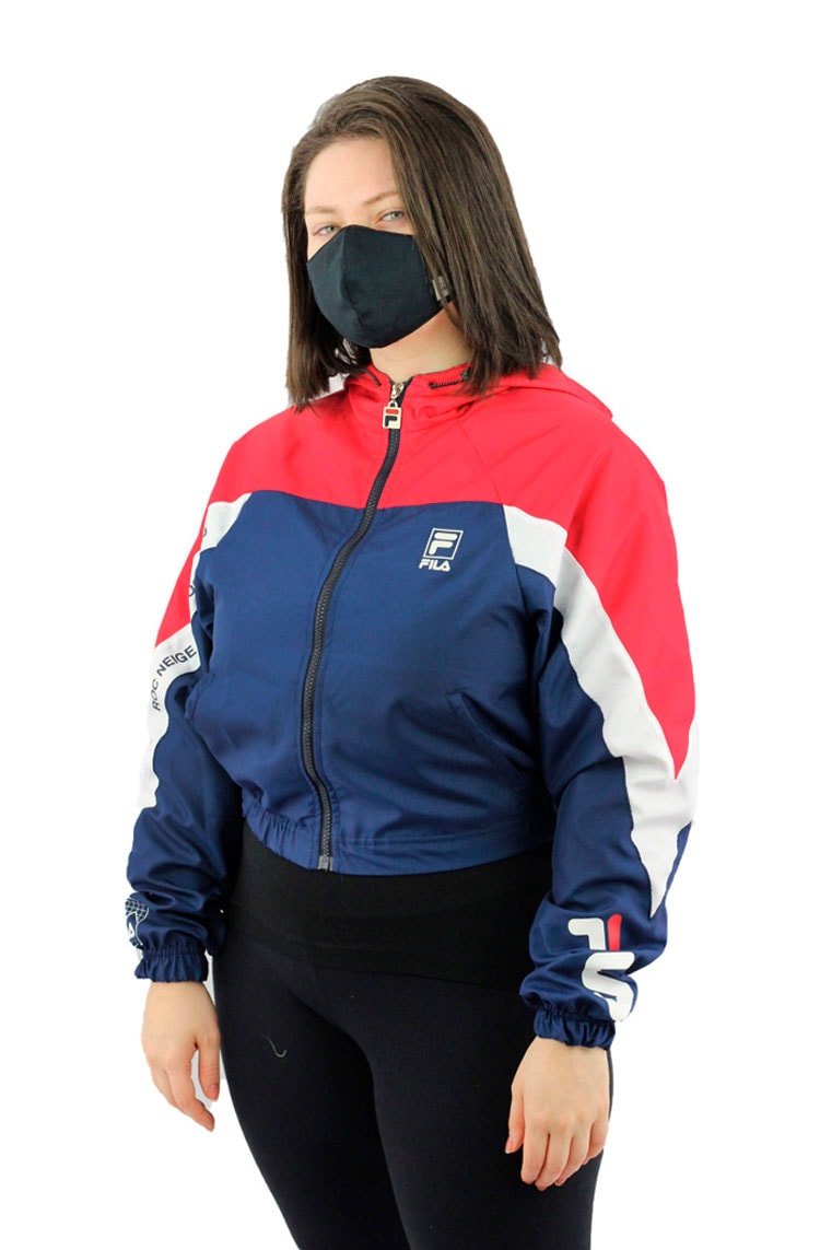Jaqueta Fila Quebra Vento Feminina Mountain Trail Azul/Vermelho - NewSkull