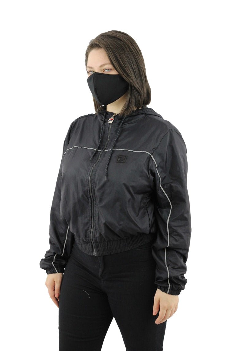 Jaqueta Fila Quebra Vento Feminina Shine Preta/Refletiva - NewSkull