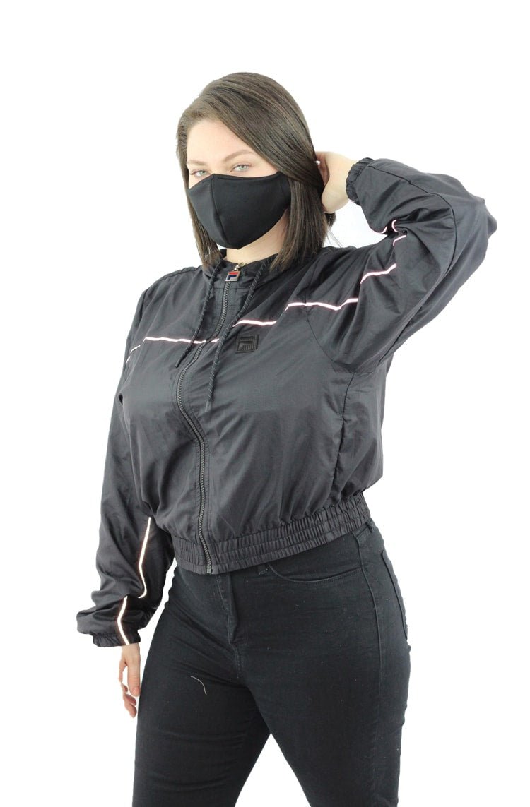 Jaqueta Fila Quebra Vento Feminina Shine Preta/Refletiva - NewSkull