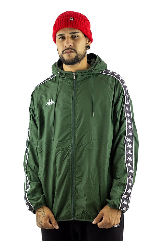 Jaqueta Kappa Corta Vento Banda Due Verde/Branca - NewSkull