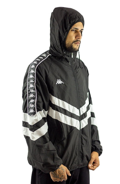 Jaqueta Kappa Corta Vento Banda Preta/Branca - NewSkull