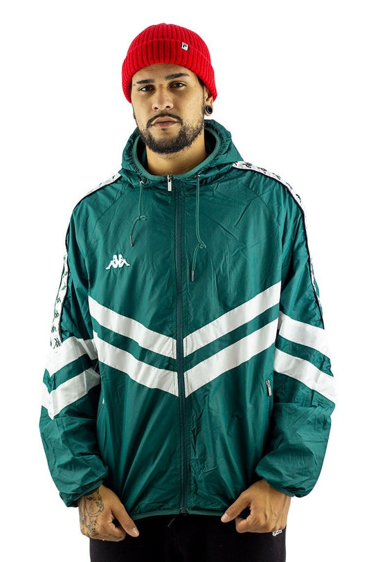 Jaqueta Kappa Corta Vento Banda Verde/Branca - NewSkull