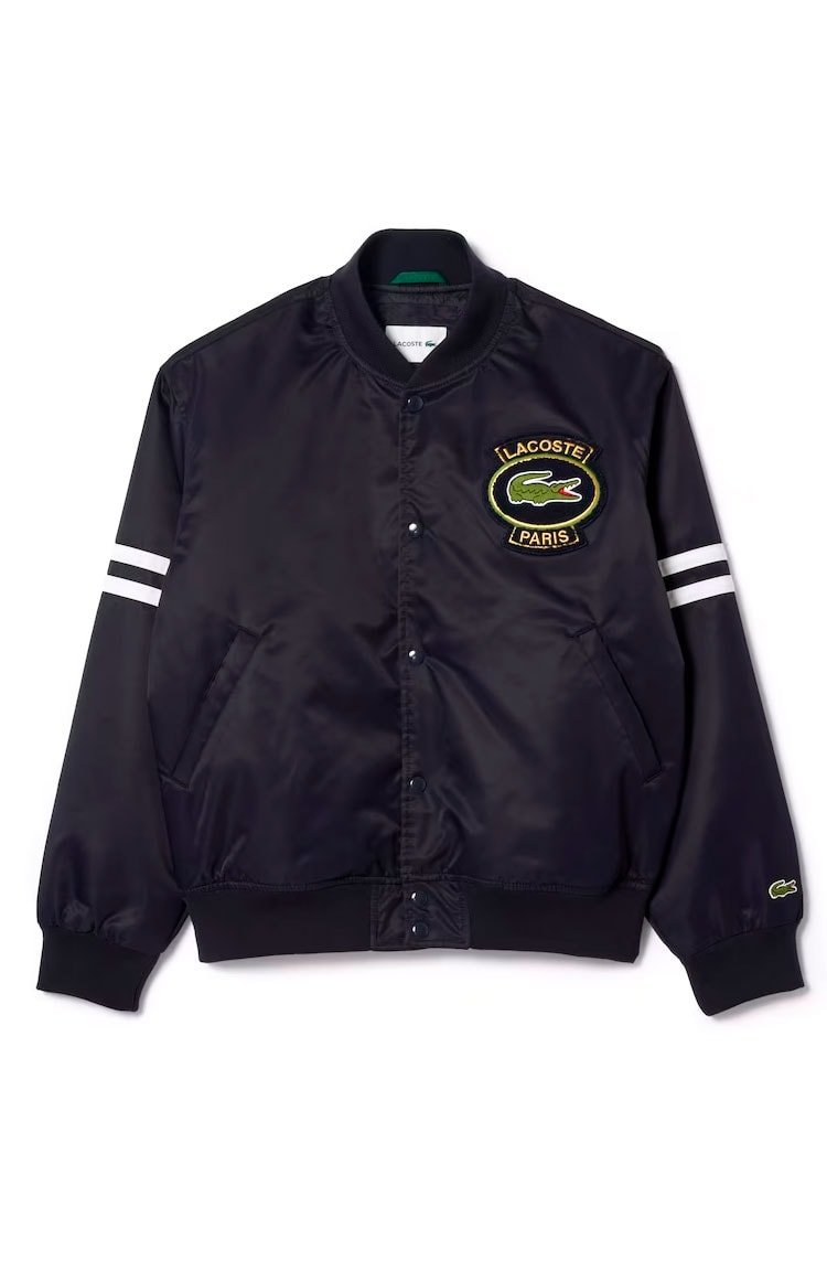Jaqueta Lacoste Bomber Acolchoada Impermeável com Emblema Azul Marinho - NewSkull