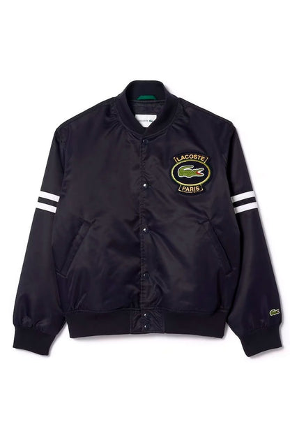 Jaqueta Lacoste Bomber Acolchoada Impermeável com Emblema Azul Marinho - NewSkull