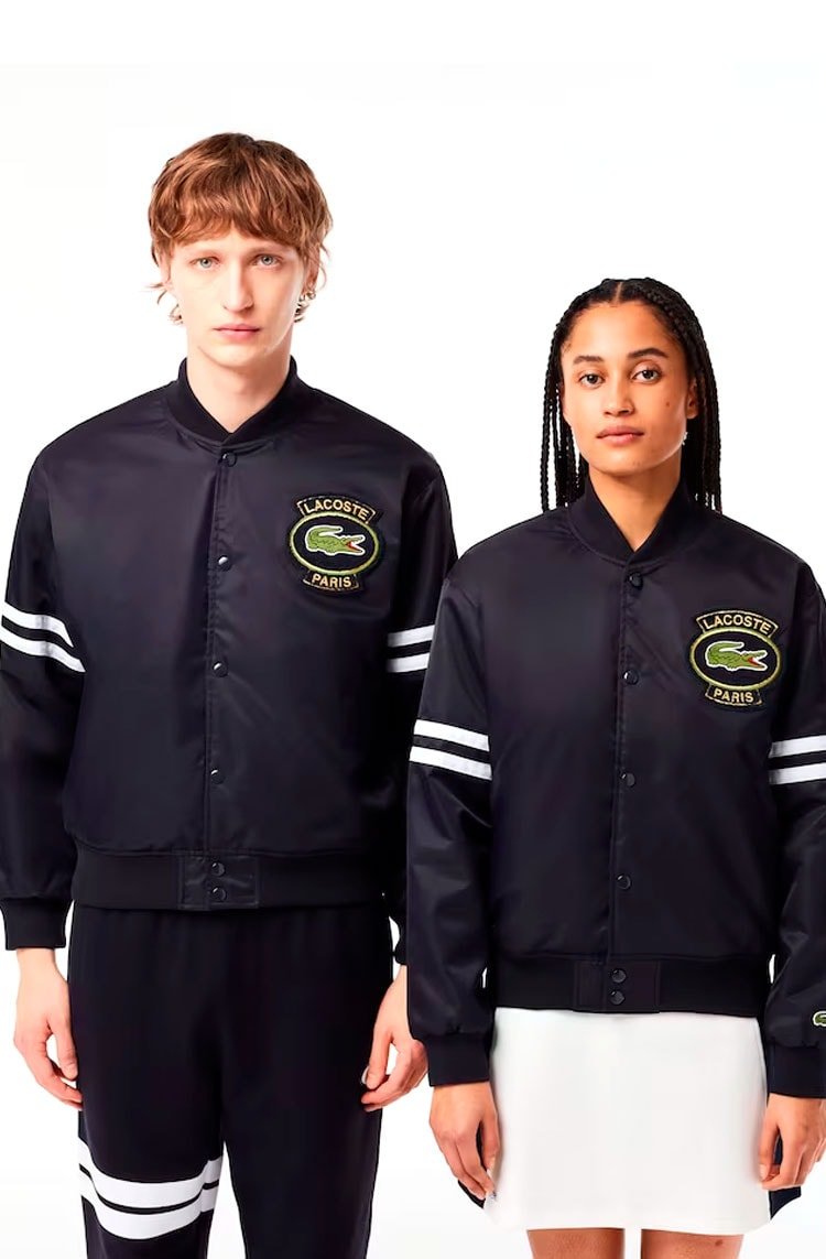 Jaqueta Lacoste Bomber Acolchoada Impermeável com Emblema Azul Marinho - NewSkull