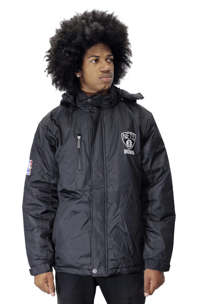 Jaqueta NBA Brooklyn Nets Parka Polyponge Preta - NewSkull