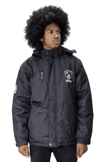 Jaqueta NBA Brooklyn Nets Parka Polyponge Preta - NewSkull