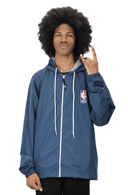 Jaqueta NBA Corta Vento Resicolor Logo Capuz Azul - NewSkull
