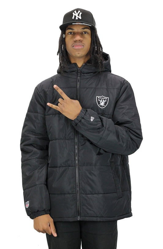 JAQUETA NEW ERA BOMBER OAKLAND RAIDERS NFL CAPUZ PRETA - NewSkull