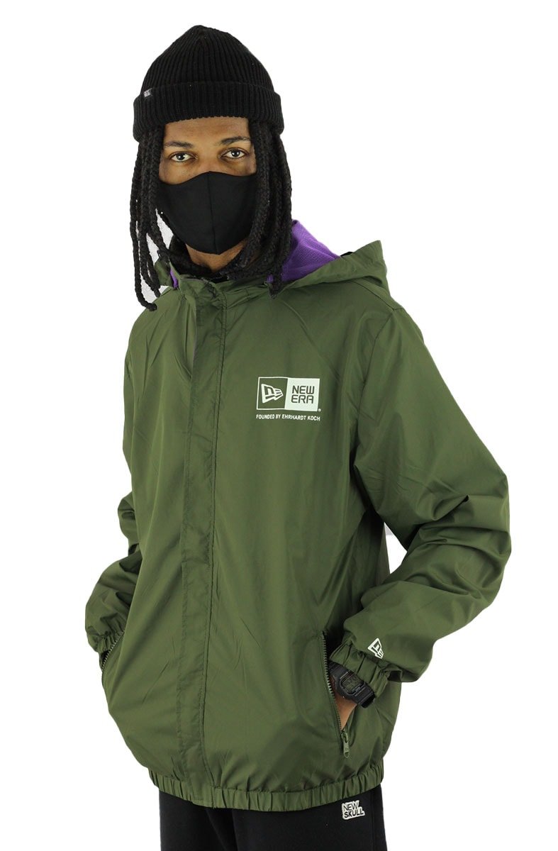 Jaqueta NEW ERA Corta Vento Capuz Verde/Roxa - NewSkull