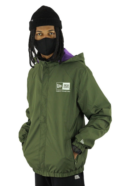 Jaqueta NEW ERA Corta Vento Capuz Verde/Roxa - NewSkull