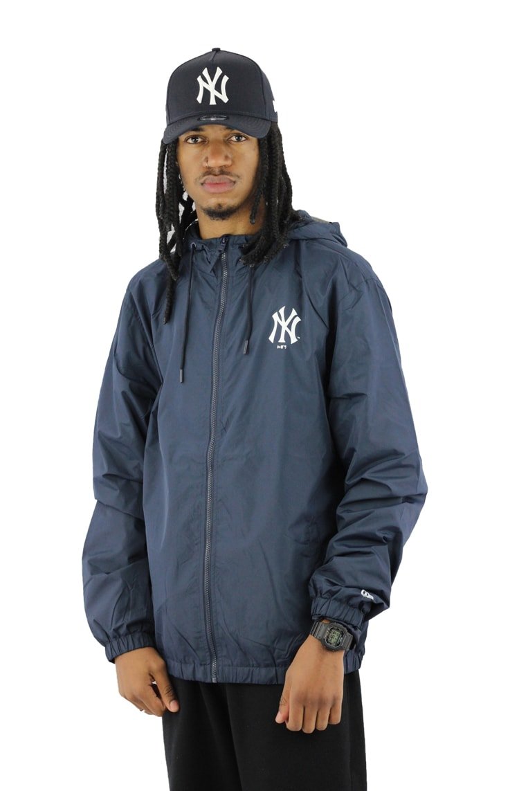 Jaqueta NEW ERA Corta Vento New York NY Capuz Azul/Marinho - NewSkull