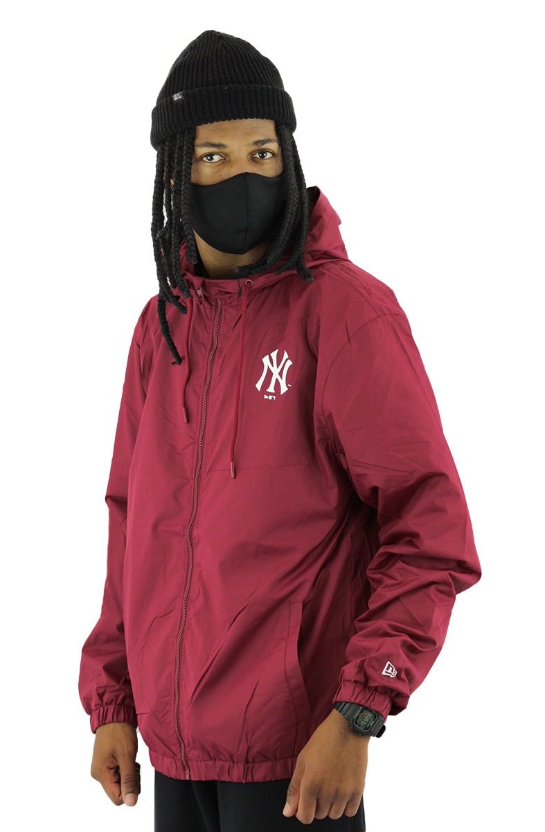 Jaqueta NEW ERA Corta Vento New York NY Capuz Bordo/Vinho - NewSkull