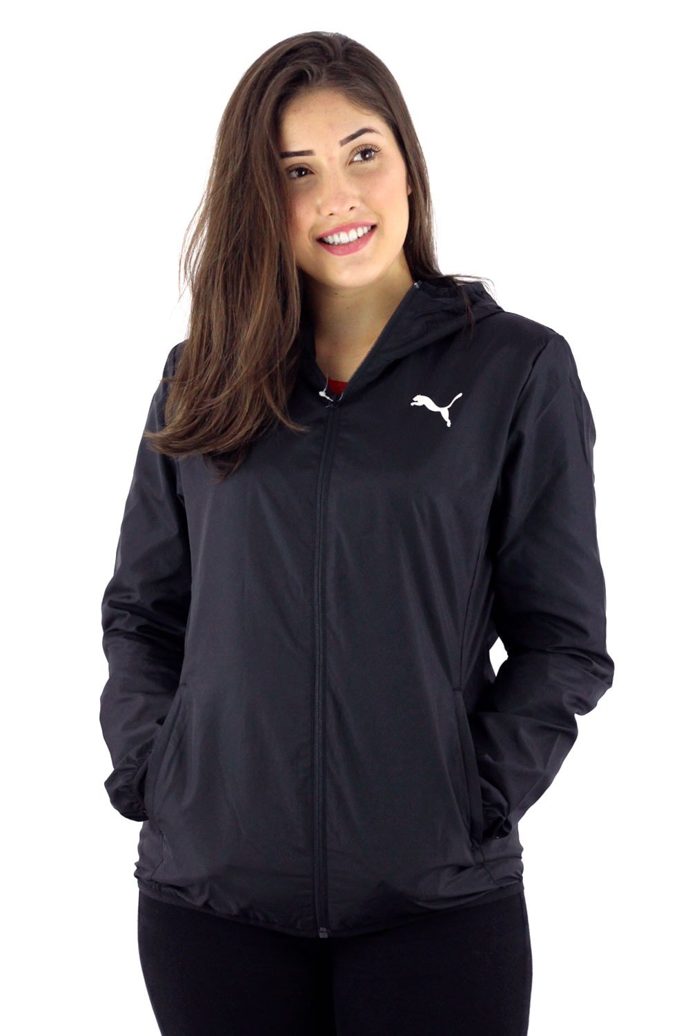 Jaqueta PUMA Corta Vento Essentials Capuz Feminina Preta - NewSkull