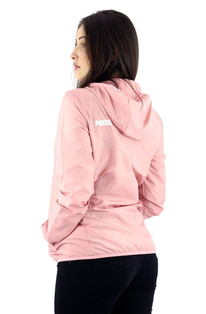 Jaqueta PUMA Corta Vento Essentials Capuz Feminina Rosa - NewSkull