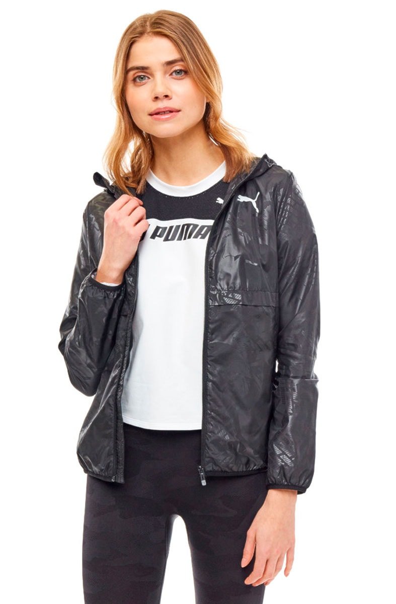 JAQUETA PUMA CORTA VENTO GRAPHIC CAPUZ FEMININO PRETA - NewSkull