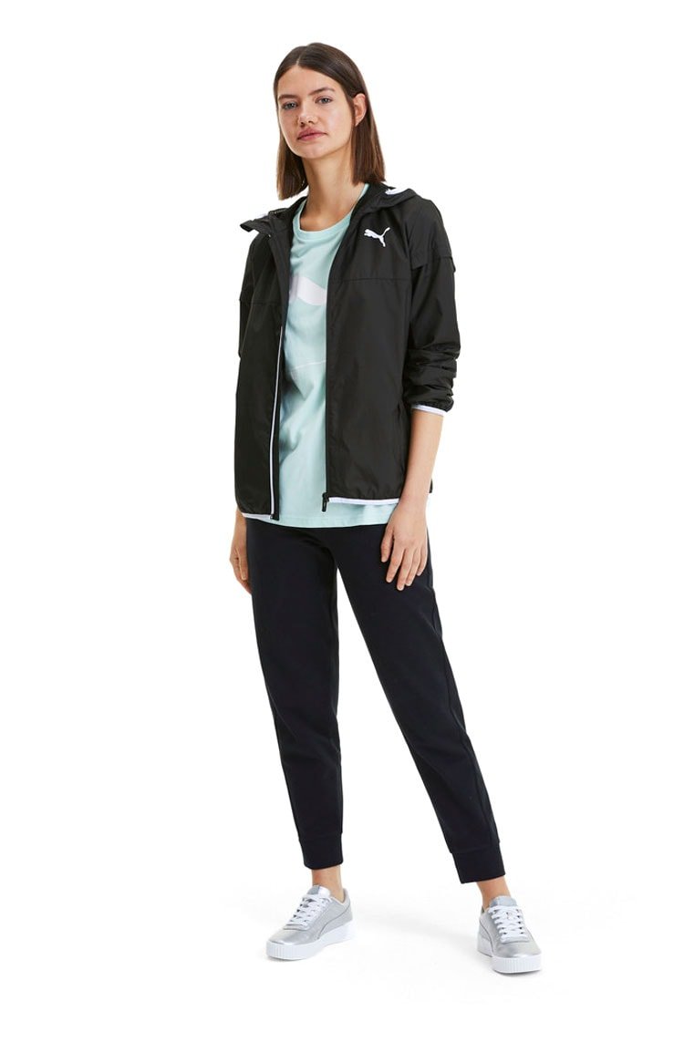 Jaqueta PUMA Corta Vento Solid Capuz Feminina Preta - NewSkull