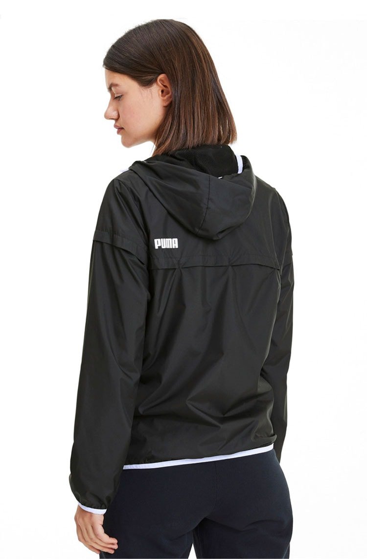 Jaqueta PUMA Corta Vento Solid Capuz Feminina Preta - NewSkull