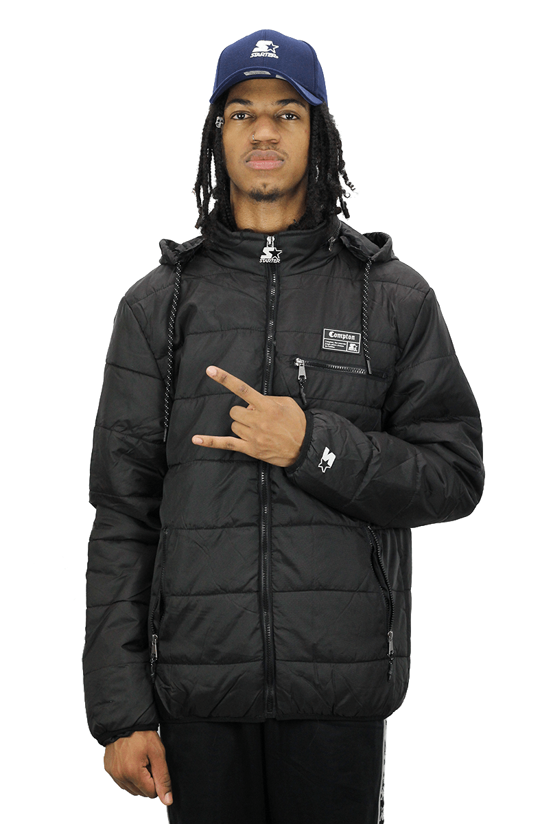 JAQUETA STARTER COMPTON CAPUZ ESTOFADA PRETA - NewSkull
