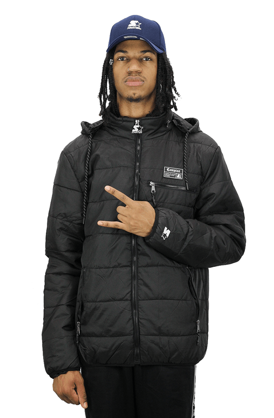 JAQUETA STARTER COMPTON CAPUZ ESTOFADA PRETA - NewSkull
