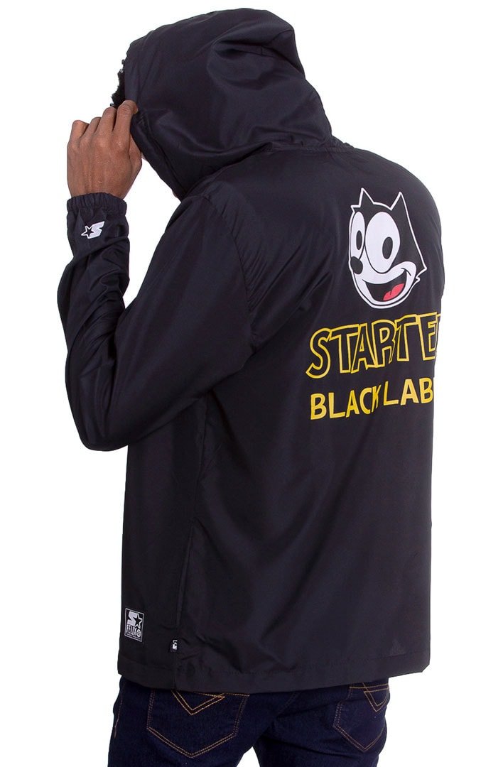 Jaqueta STARTER Corta Vento Colla Félix Capuz Preta - NewSkull