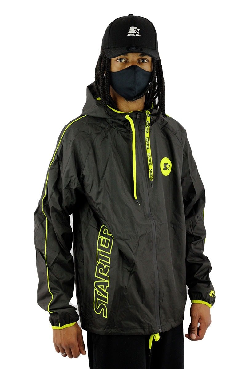 Jaqueta Starter Corta Vento Neon Preta/Verde - NewSkull